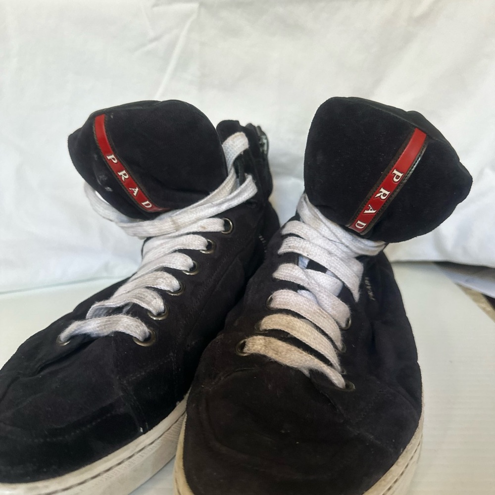 Prada Black and White High-Top Sneakers